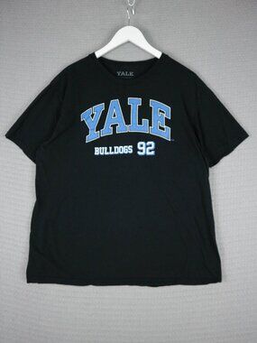 Yale University Spell Out Graphic Print Mens XL Black Cotton Shirt